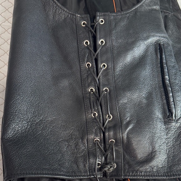 Men's Black Leather Vest with Embroidered Patches - Picture 6 of 13